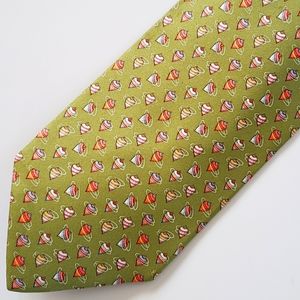 Salvatore Ferragamo necktie 100% silk spinning top motif.